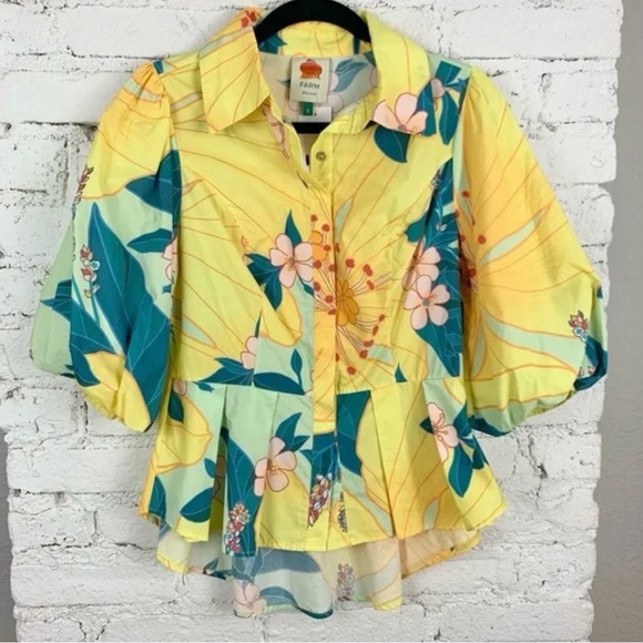 FARM Rio Yellow and Blue Floral Blouse - Picture 2 of 4